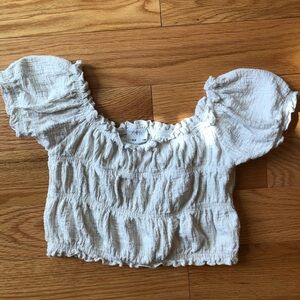 Zara Cream Colored Puff Sleeve Crop Top Size 8-9